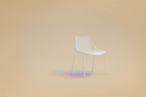 Round seating white chair on neutral background