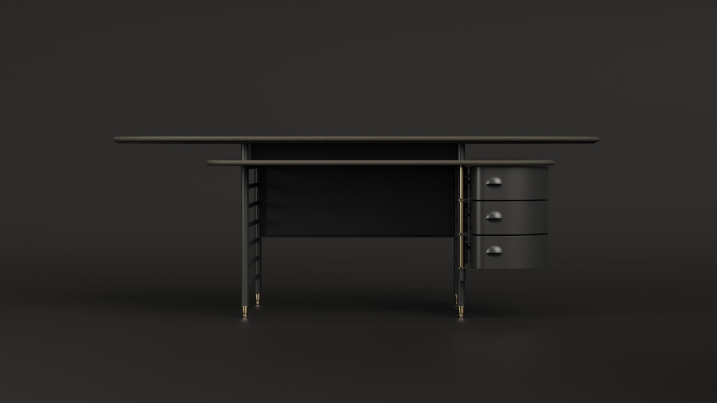 Black Racine Desk on dark background