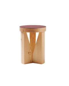 Wooden Cugino stool on white background.
