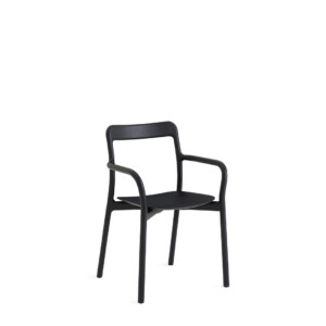 Black Branca chair with armrests on neutral background
