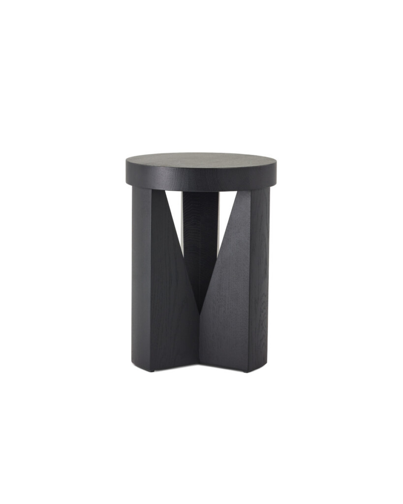 Black Cugino stool on white background.
