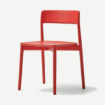 red chair on neutral background