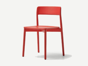 red chair on neutral background