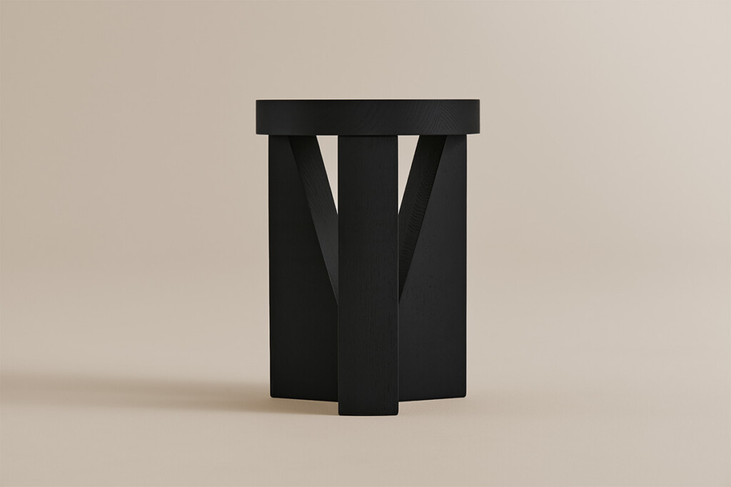 Black stool on neutral background