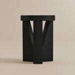 Black stool on neutral background