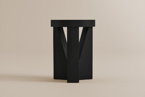 Black stool on neutral background