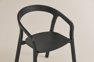 Close up view for black chair on neutral background