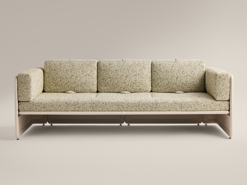 beige upholstered sofa