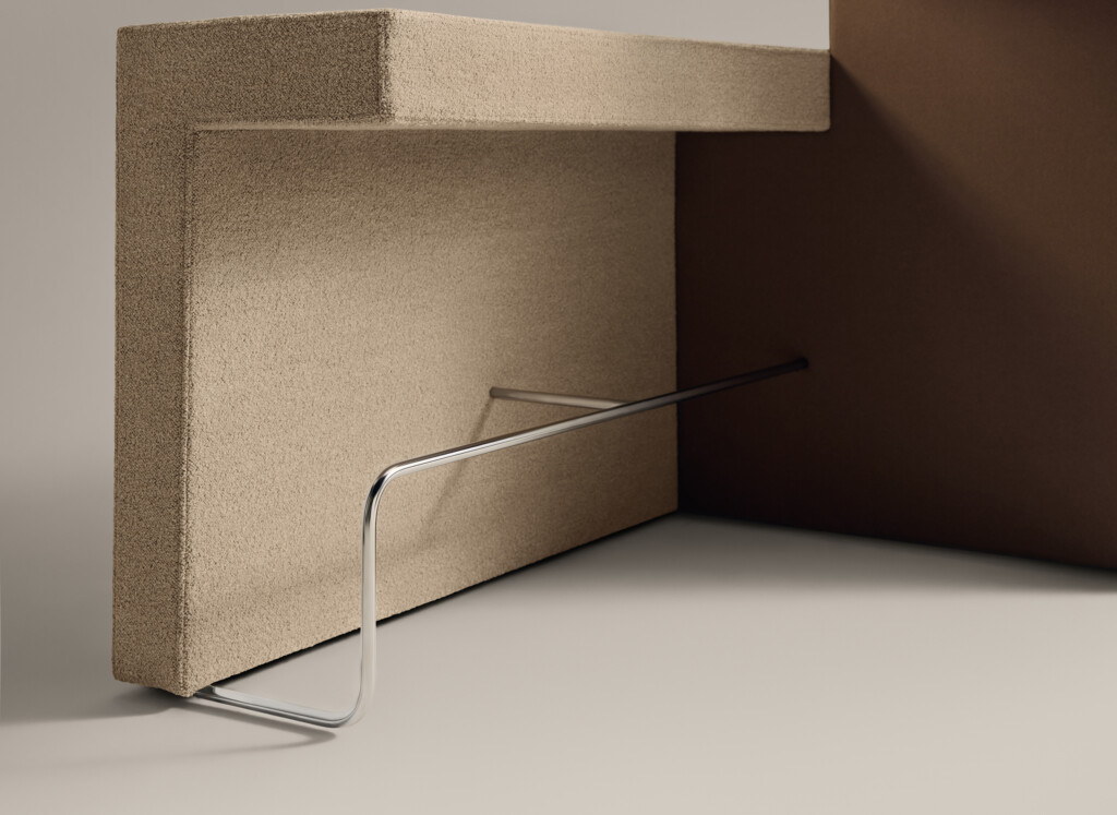 modern upholstered bench with integrated footrest