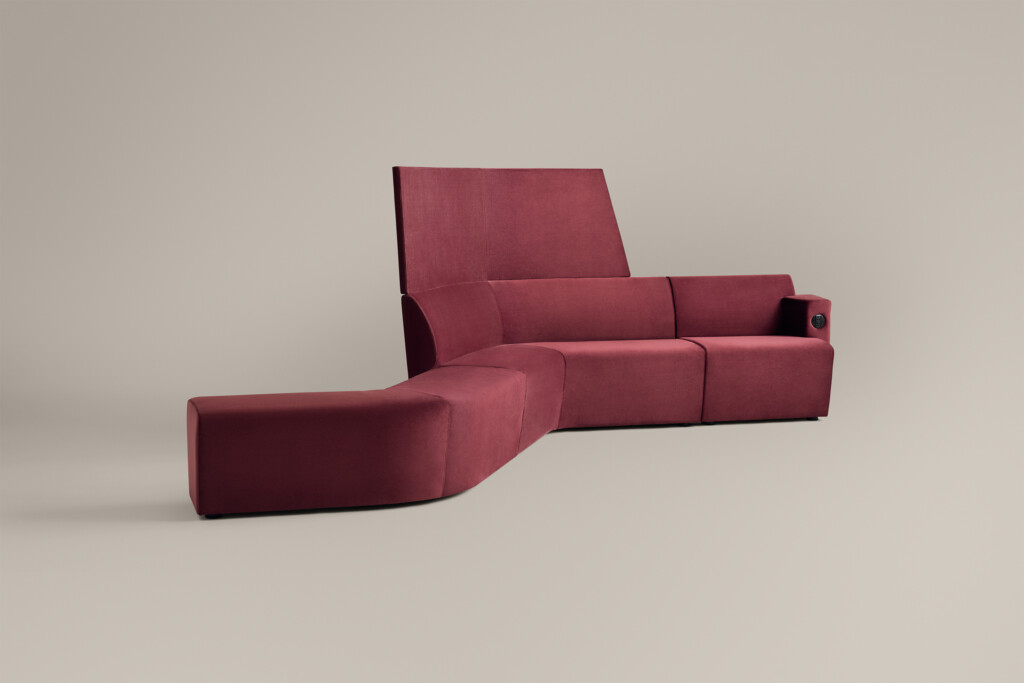 Modern upholstered lounge seating on neutral background