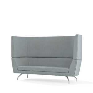 High-back upholstered privacy sofa on neutral background