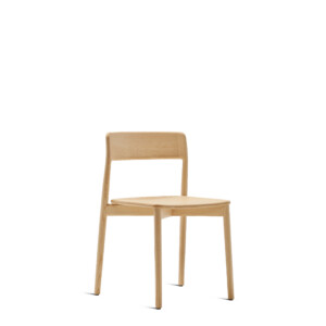 Wood chair without armrests on neutral background