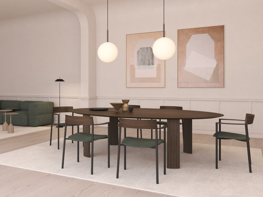 Perxa chairs around a large round table.