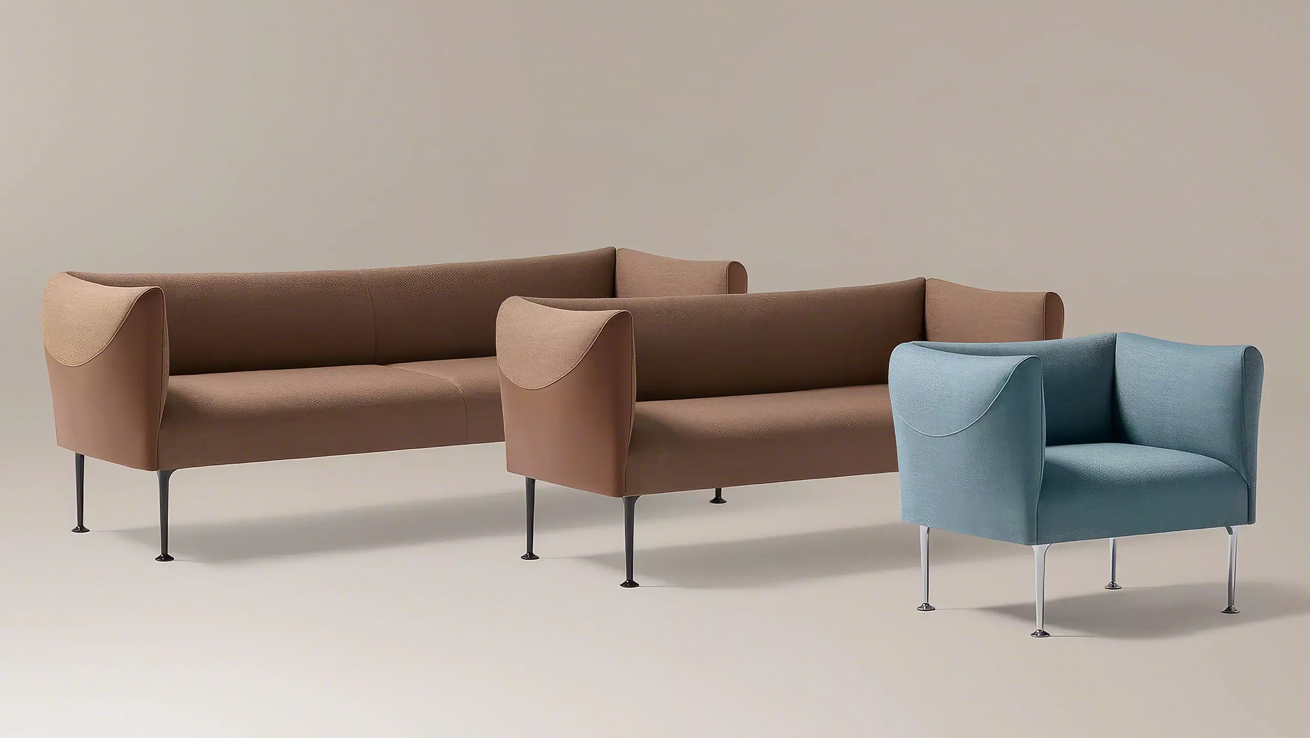 3 versions of missiva seating, large, medium and small